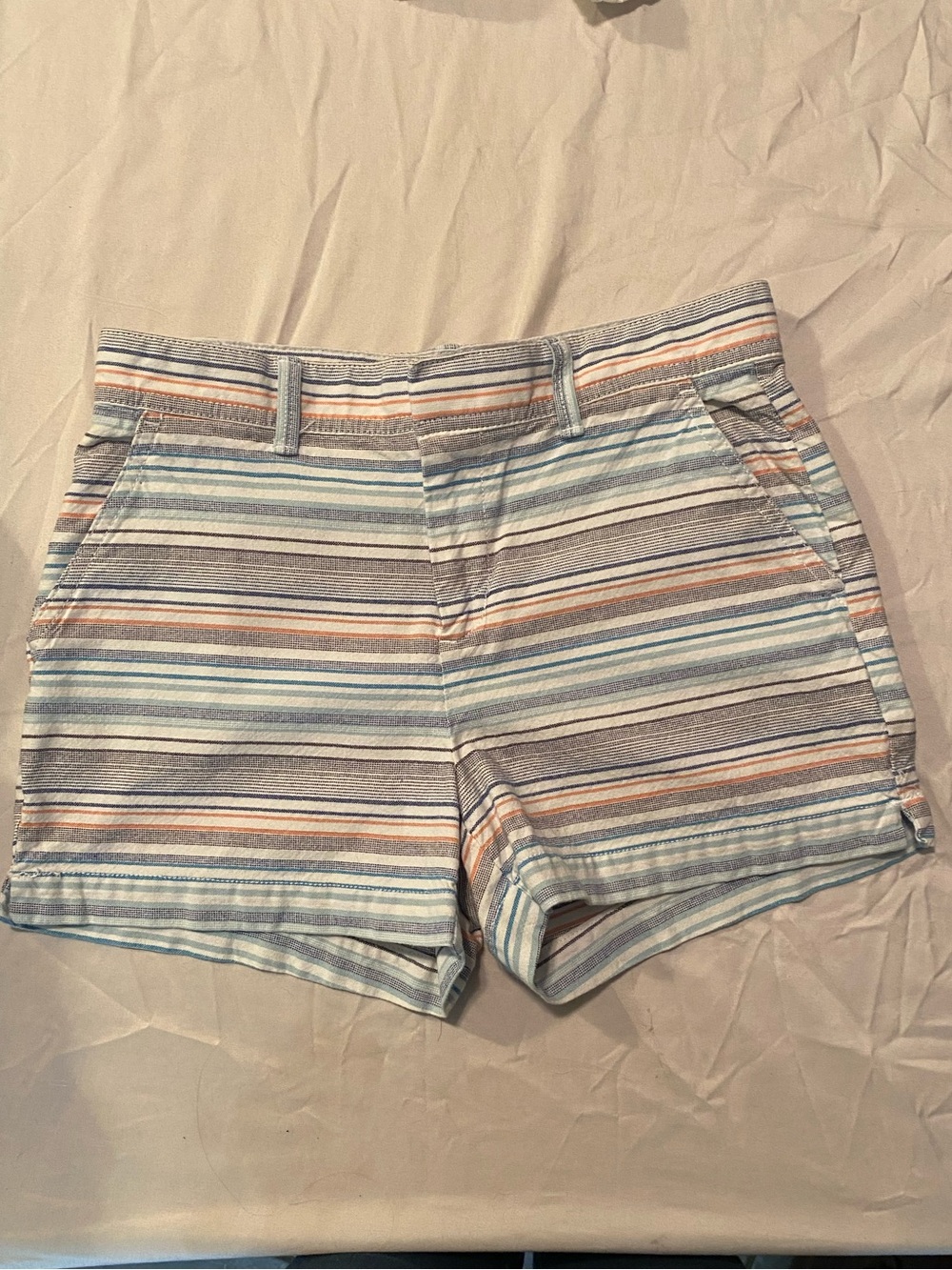 GAP Striped Pastel Blue, Tan & Cream High Waisted Women's Shorts